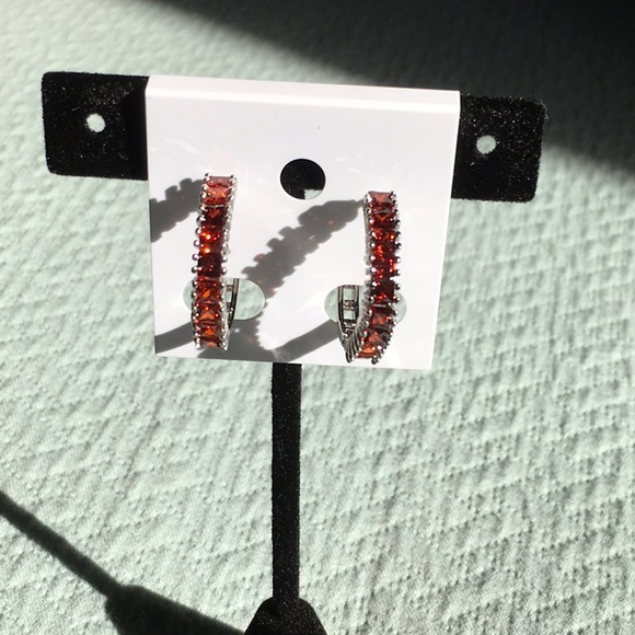 Earrings Ruby Red Stones - Picture 4 of 7